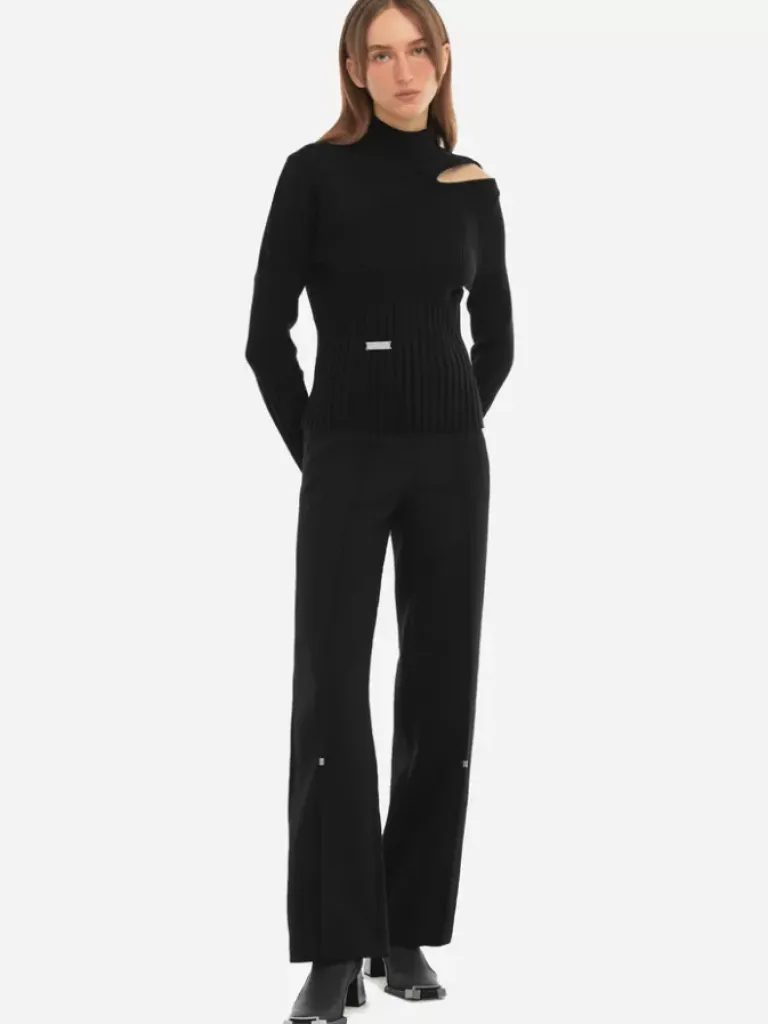 Women C2H4 006 - Hollow-Out Paneled Knit Sweater