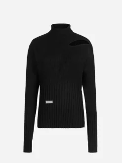 Women C2H4 006 - Hollow-Out Paneled Knit Sweater