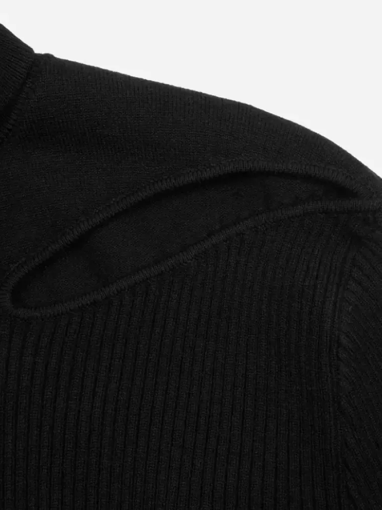 Women C2H4 006 - Hollow-Out Paneled Knit Sweater