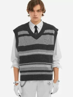 Men C2H4 006 - Hollow Out V-Neck Knit Vest