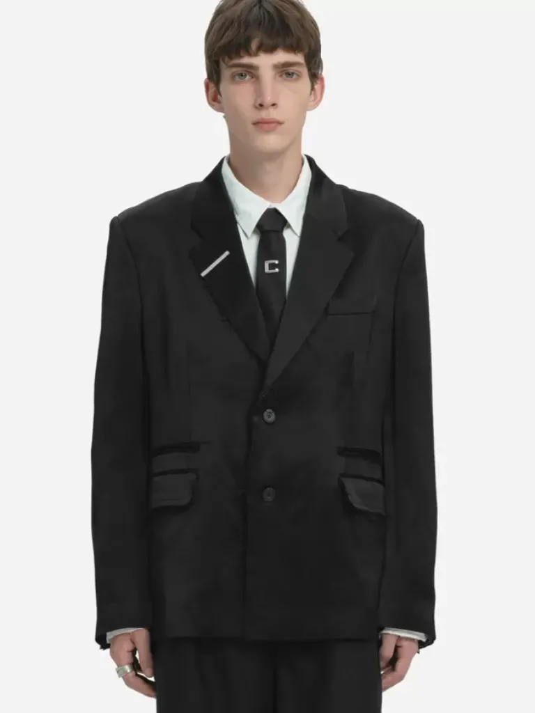 Men C2H4 004 - Inside-Out Panelled Smoke Tailored Jacket