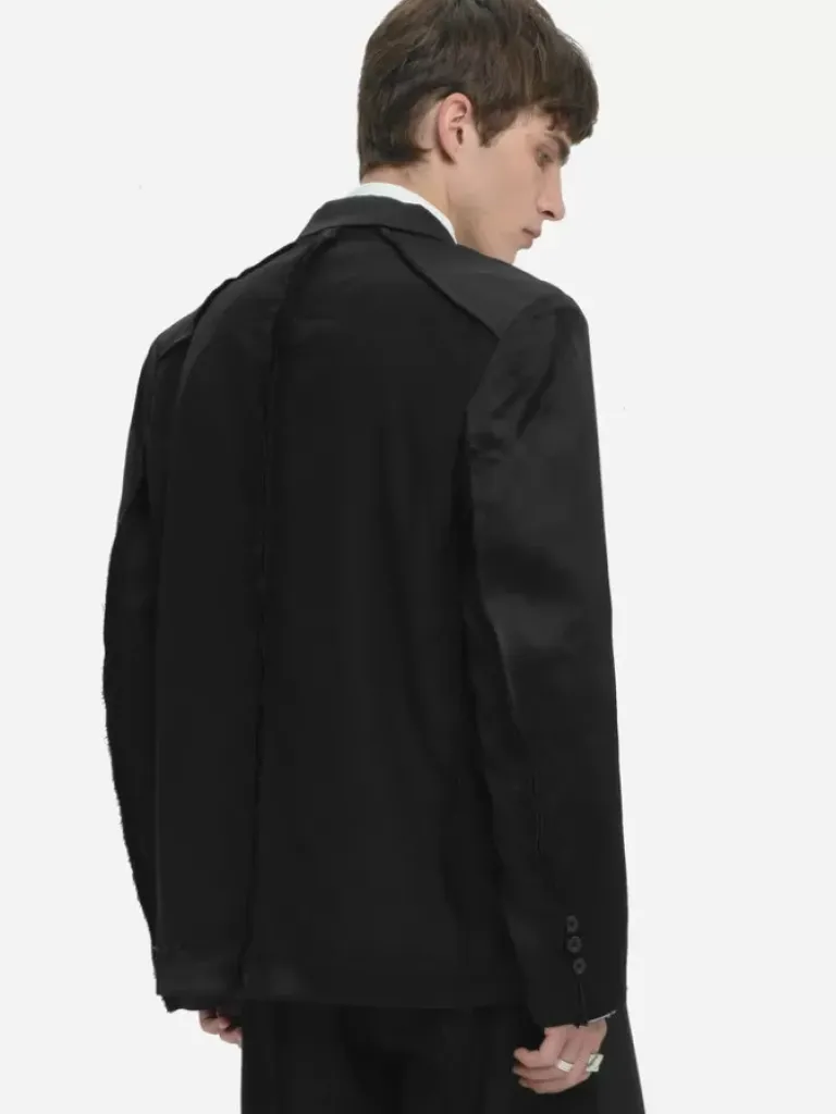 Men C2H4 004 - Inside-Out Panelled Smoke Tailored Jacket
