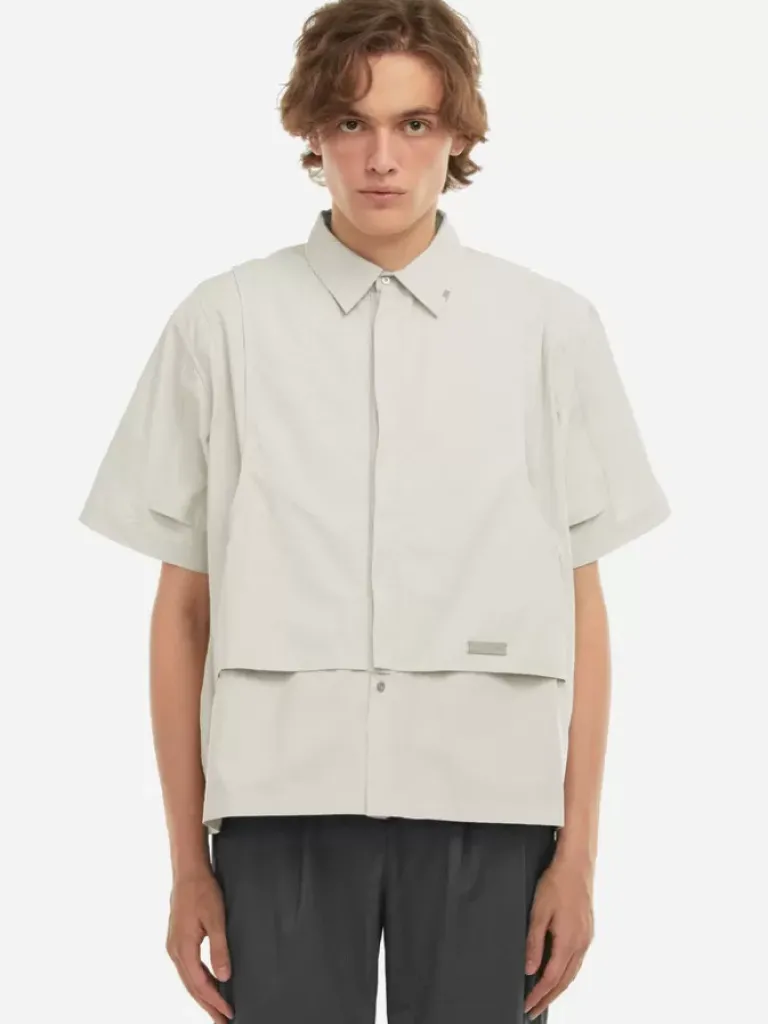 Men C2H4 006 - Intervein Layered Short-Sleeve Shirt