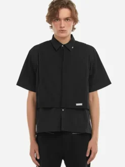 Men C2H4 006 - Intervein Layered Short-Sleeve Shirt