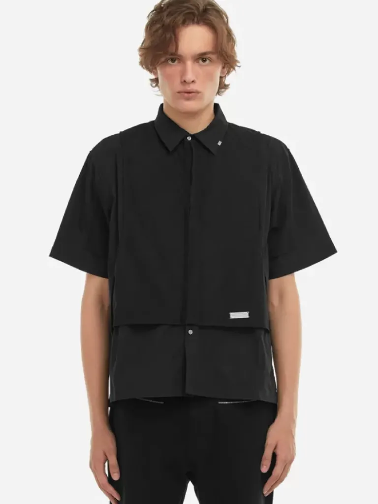Men C2H4 006 - Intervein Layered Short-Sleeve Shirt