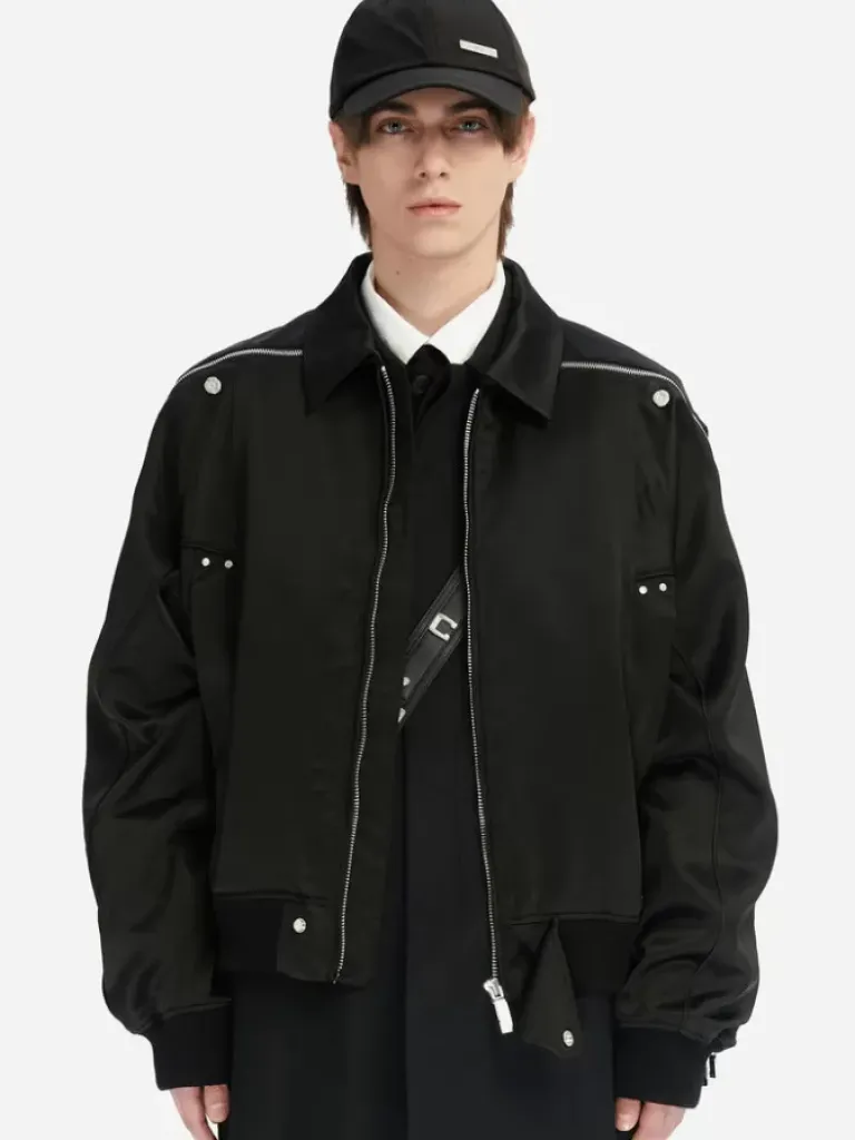Men C2H4 005 - Intervein Zipper Bomber Jacket
