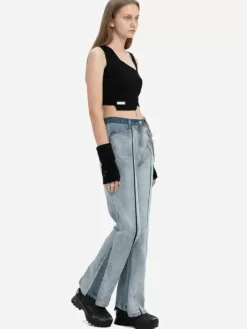 Women C2H4 004 - Layered Arch Cutting Knit Tank-Top