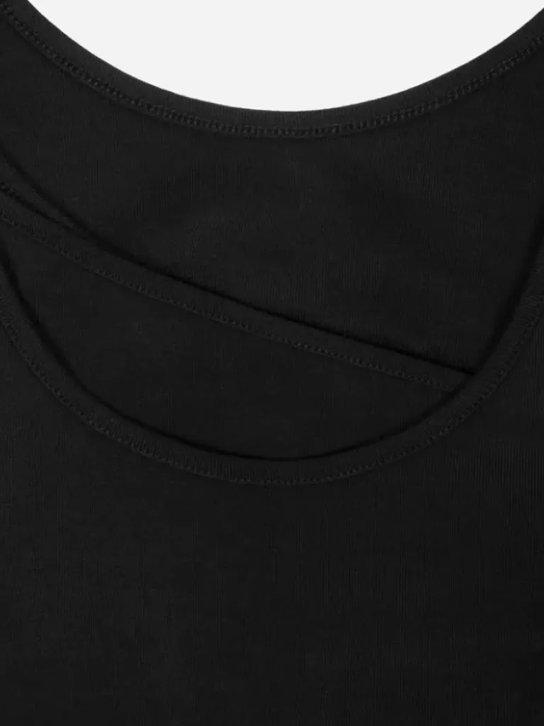 Women C2H4 004 - Layered Arch Cutting Knit Tank-Top