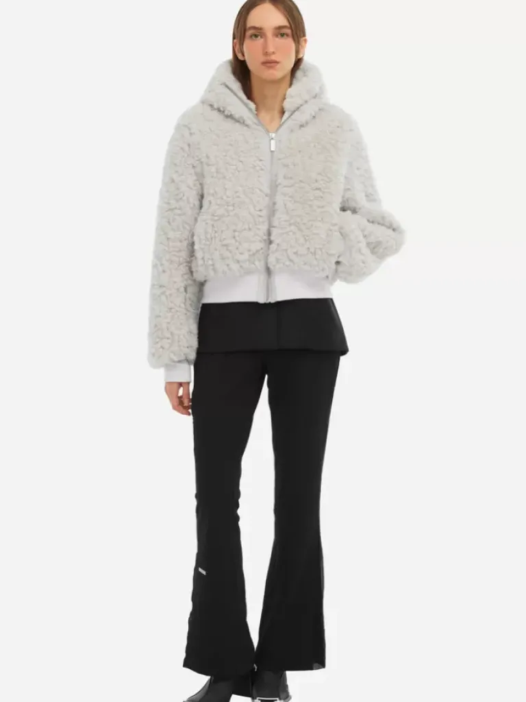 Women C2H4 006 - Leather Stripe Faux-Fur Hooded Jacket
