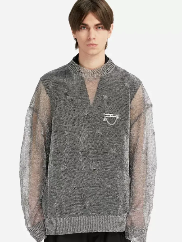 Men C2H4 005 - Metallic Fusion Knit Sweater