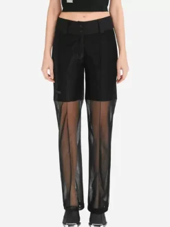 Women C2H4 004 - Metallic Liquid Netting Layered Trousers