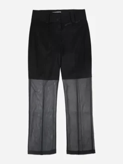 Women C2H4 004 - Metallic Liquid Netting Layered Trousers