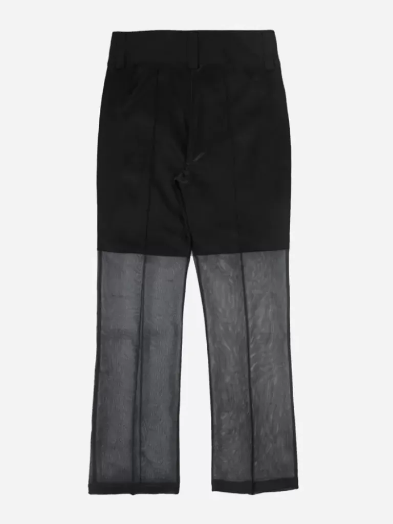 Women C2H4 004 - Metallic Liquid Netting Layered Trousers
