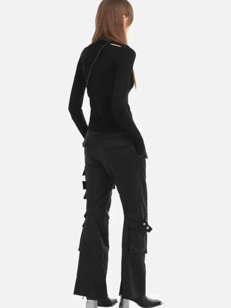 Women C2H4 006 - Multi-Pockets Flared Cargo Pants