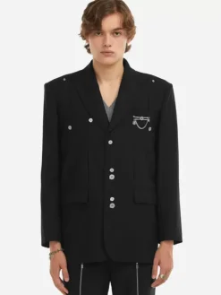 Men C2H4 006 - Paneled Splicing Tailored Jacket
