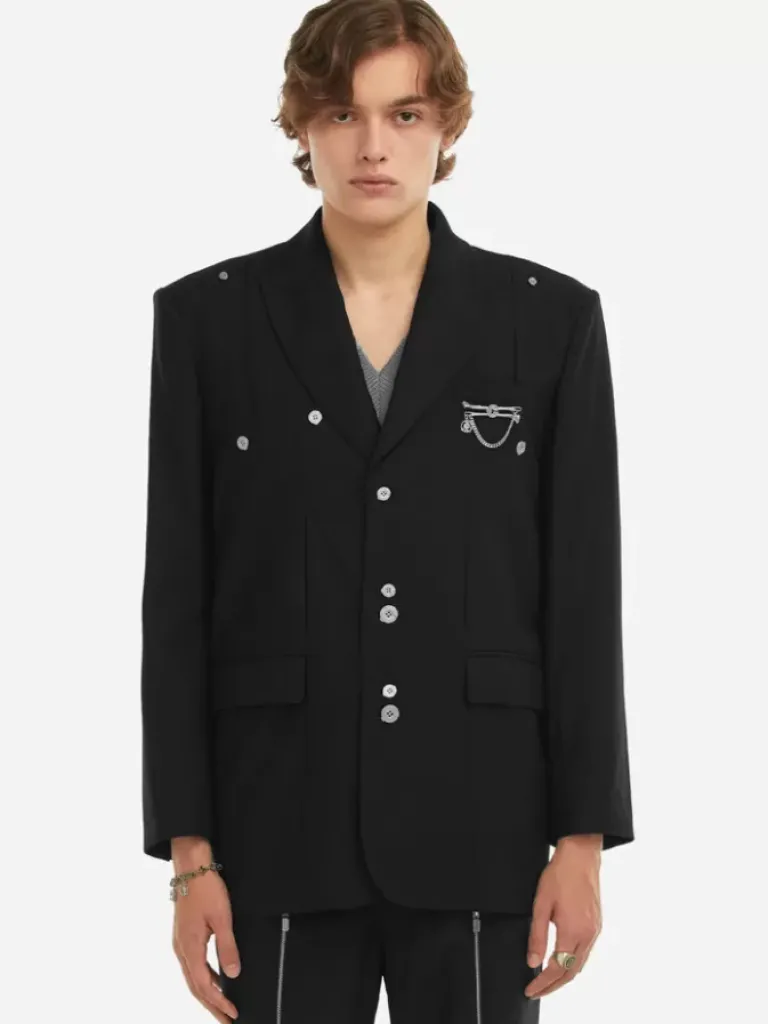 Men C2H4 006 - Paneled Splicing Tailored Jacket