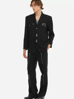Men C2H4 006 - Paneled Splicing Tailored Jacket