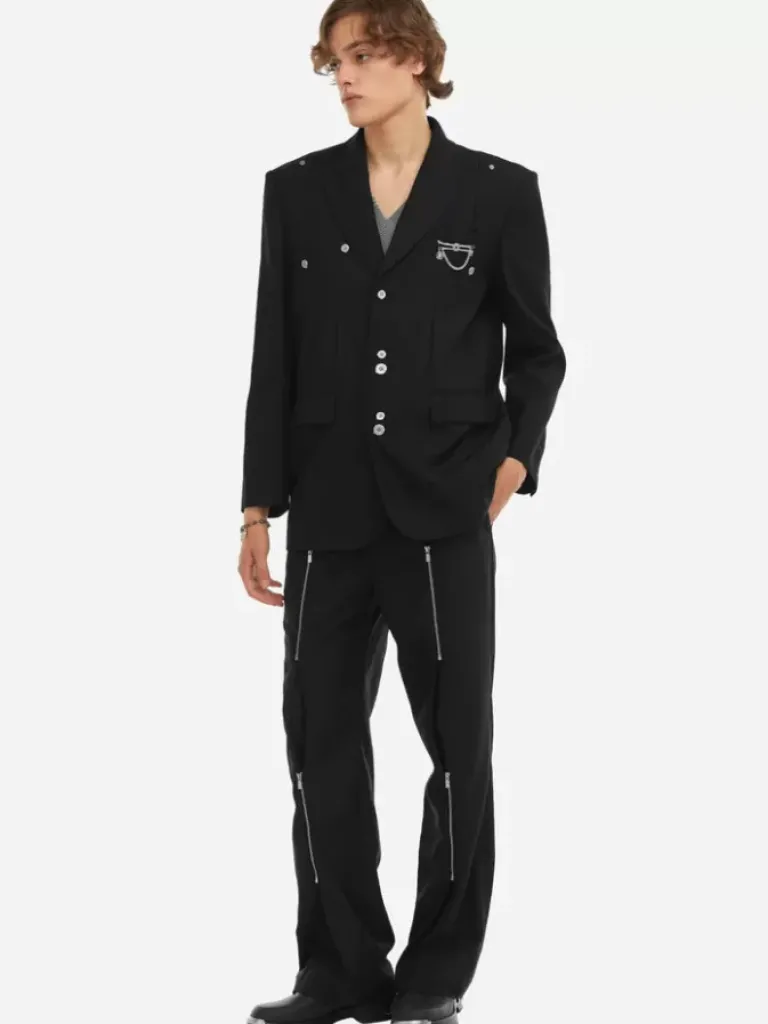 Men C2H4 006 - Paneled Splicing Tailored Jacket