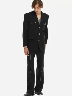 Men C2H4 006 - Paneled Splicing Tailored Jacket