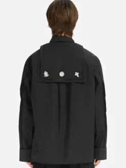 Men C2H4 005 - Paneled Stripe Pleated Badge Shirt