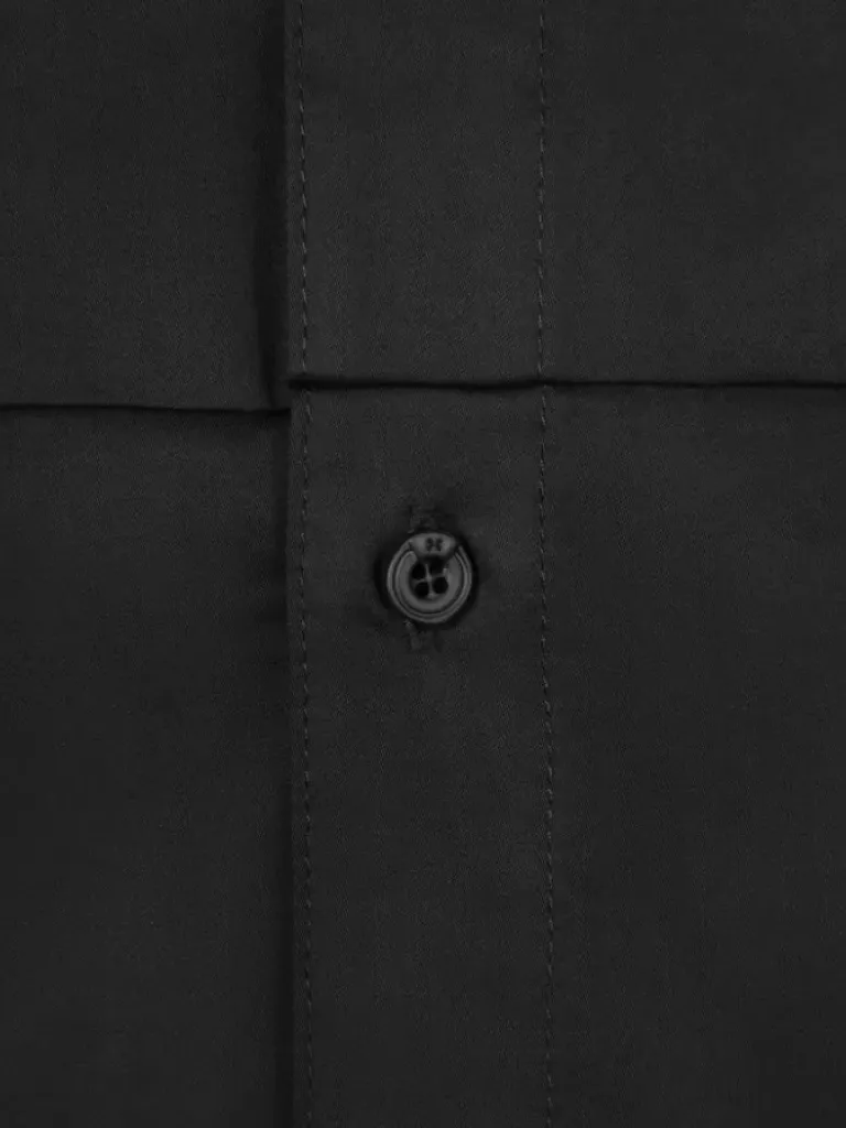 Men C2H4 005 - Paneled Stripe Pleated Badge Shirt