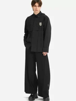 Men C2H4 005 - Paneled Stripe Pleated Badge Shirt