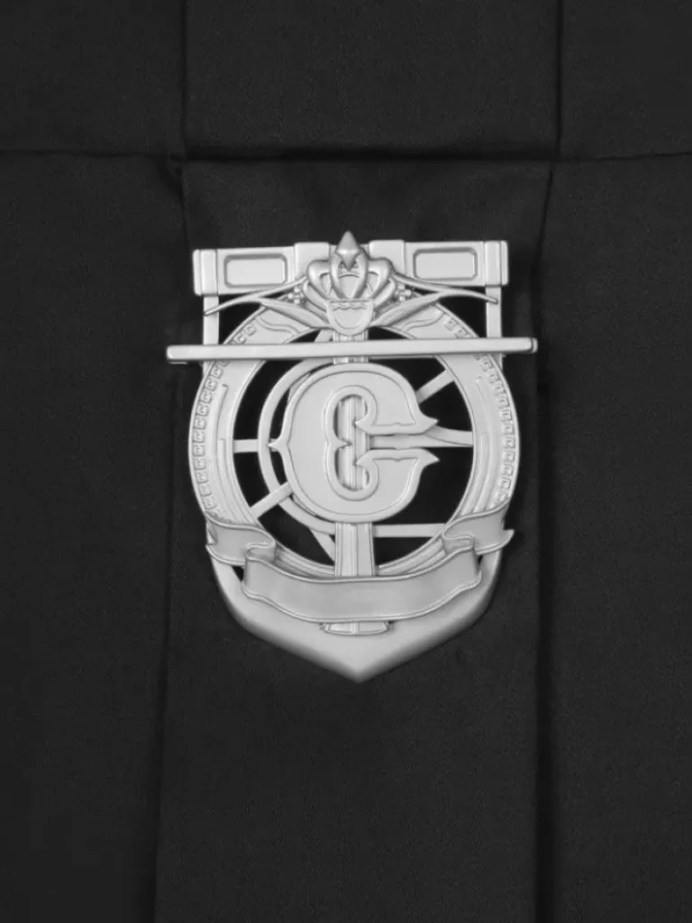 Men C2H4 005 - Paneled Stripe Pleated Badge Shirt