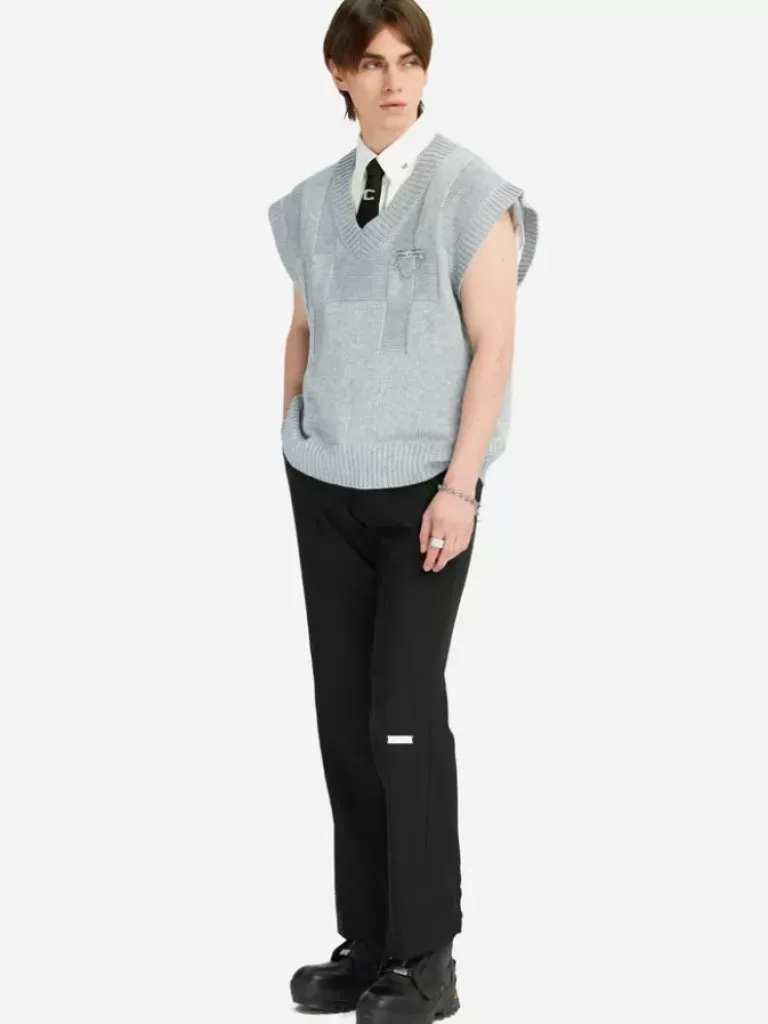 Men C2H4 005 - Panelled Check Knit Vest