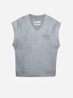 Men C2H4 005 - Panelled Check Knit Vest