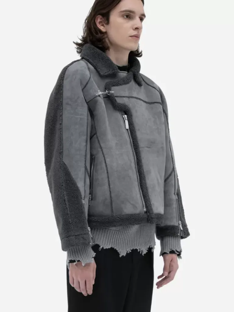 Men C2H4 002 - Panelled Streamline Shearling Jacket