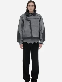 Men C2H4 002 - Panelled Streamline Shearling Jacket