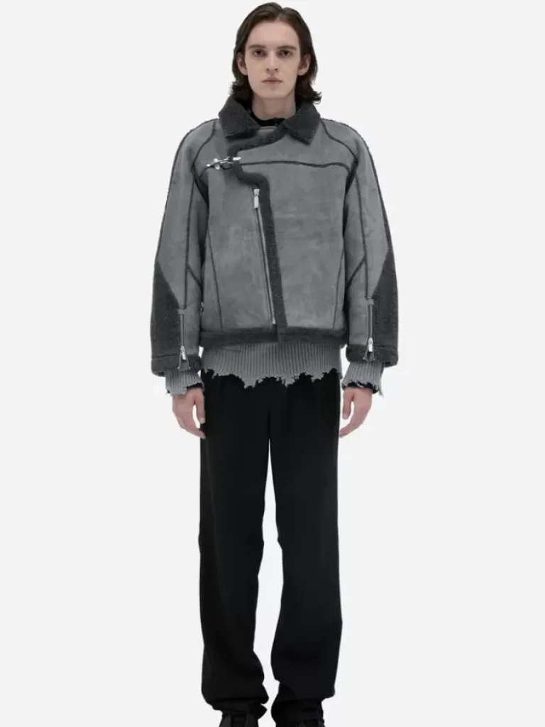 Men C2H4 002 - Panelled Streamline Shearling Jacket