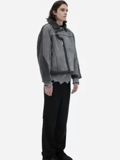 Men C2H4 002 - Panelled Streamline Shearling Jacket
