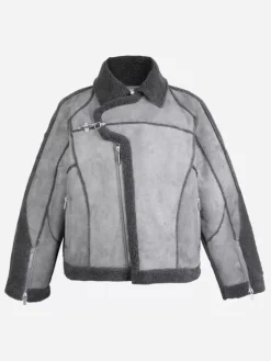 Men C2H4 002 - Panelled Streamline Shearling Jacket