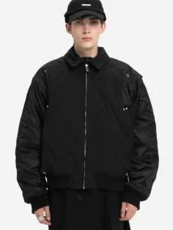 Men C2H4 004 - Quilted Intervein Layered Bomber Jacket