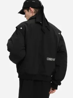Men C2H4 004 - Quilted Intervein Layered Bomber Jacket