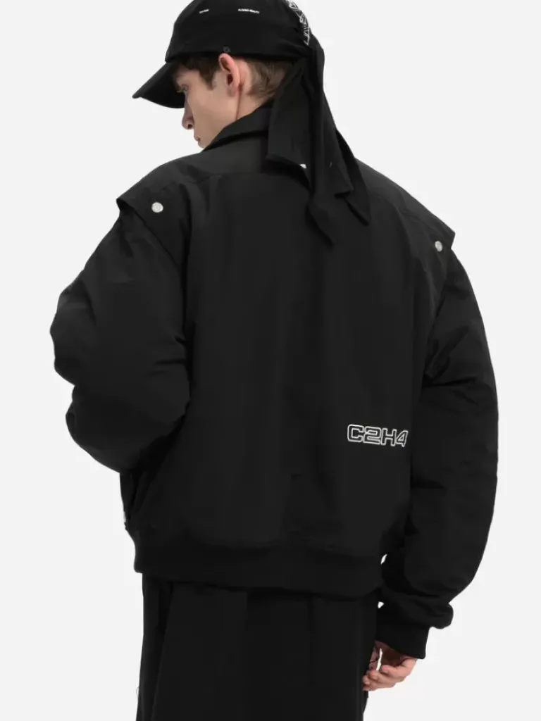 Men C2H4 004 - Quilted Intervein Layered Bomber Jacket