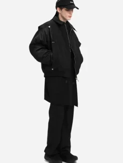 Men C2H4 004 - Quilted Intervein Layered Bomber Jacket