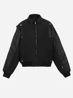 Men C2H4 004 - Quilted Intervein Layered Bomber Jacket