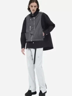 Men C2H4 002 - Quilted Vest Layered Shirt Jacket