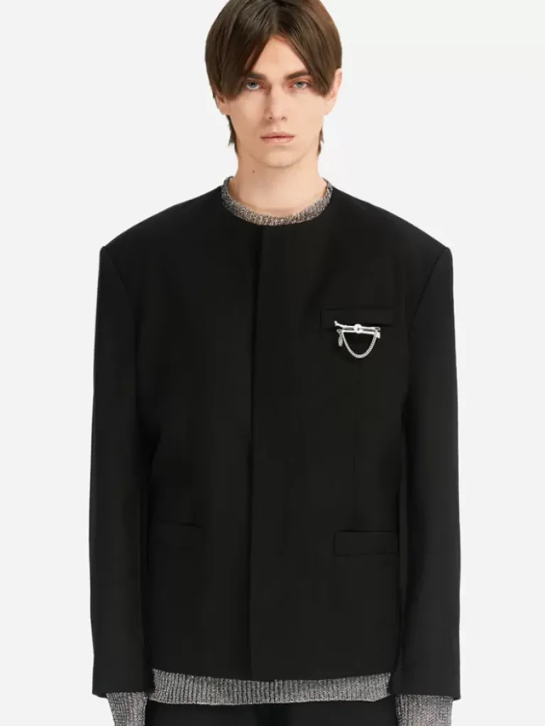Men C2H4 005 - Raw Edge Round Neck Blazer