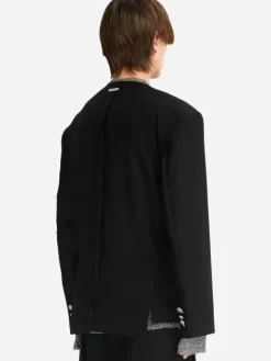 Men C2H4 005 - Raw Edge Round Neck Blazer