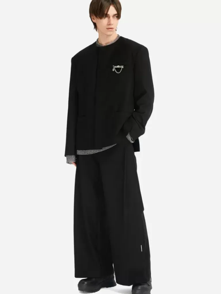 Men C2H4 005 - Raw Edge Round Neck Blazer
