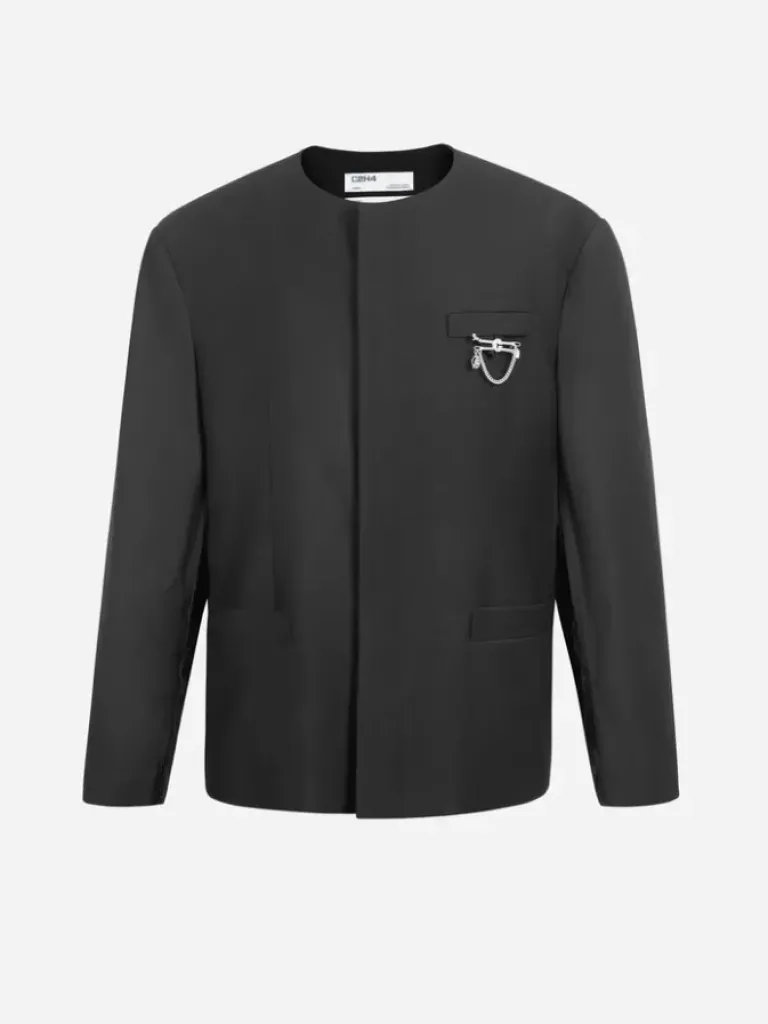 Men C2H4 005 - Raw Edge Round Neck Blazer