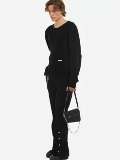 Men C2H4 005 - Solid Knit Paneled Crewneck