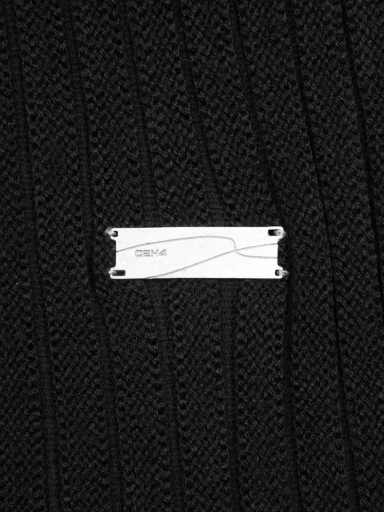 Men C2H4 005 - Solid Knit Paneled Crewneck