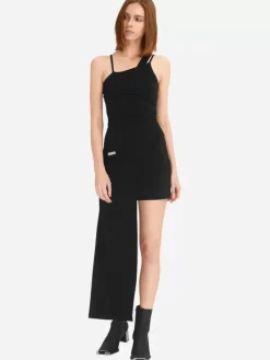 Women C2H4 Staff Uniform Asymmetric Hem Midi Dress