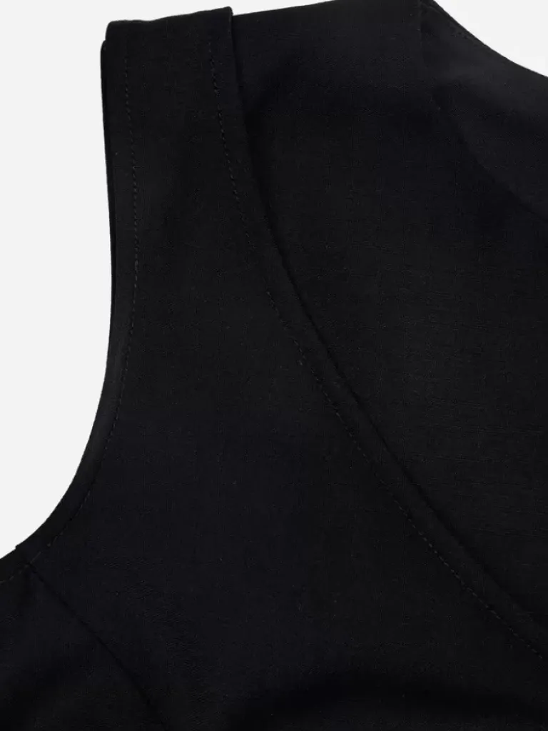 Women C2H4 Staff Uniform Asymmetric Hem Midi Dress