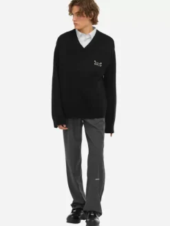 Men C2H4 Staff Uniform Layered V-Neck Sweater