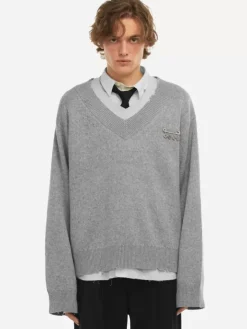 Men C2H4 Staff Uniform Layered V-Neck Sweater
